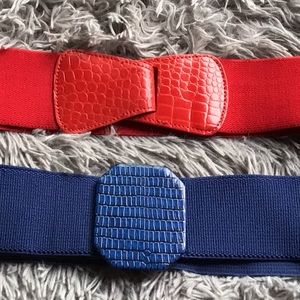 2 Vintage Belts.VTG Elastic Croc Print Buckle